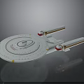 Detailed Starship Model with Saucer Shaped Hull and Engine Modules for Cosmic Exploration