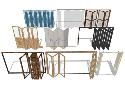Living room folding sliding door 3d model