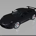 Dark Sports Car With Rear Spoiler Shiny Exterior And Stylish Alloy Wheels