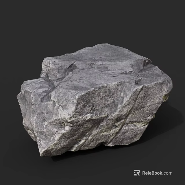 Natural Scene With Large Gray Rock Featuring Rough Surface Texture In Outdoor Setting 3d model