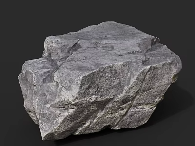 Natural Scene With Large Gray Rock Featuring Rough Surface Texture In Outdoor Setting 3d model