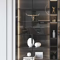 Modern Decorative Cabinet With Glass Doors And Interior Decorative Items Books And Lighting