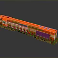 Red and Yellow Model Train Locomotive with Metal Surface and Detailed Design