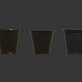 Three Black Metal Utility Buckets With Various Designs And Classic Shapes For Storage