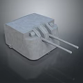 Concrete Sculpture Carving with Rectangular Base and Two Long Structural Bars 3d model