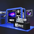 Blue iQIYI Exhibition Booth Featuring FURRY Screen And Display Elements 3d model