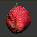 Fresh Ripe Red Strawberry with Green Leaves on Dark Surface