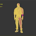 3D Worker Character Wearing Orange Jacket White Shirt Brown Pants And Red Gloves With Goggles