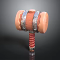 Rubber Head Hammer Design With Metal Bands And Spiral Red Handle