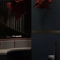 Luxurious Clubhouse Lobby Interior With Marble Floor Modern Grille Decoration Scenic Screen And Comfortable Seats