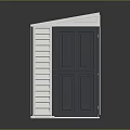 Standalone Storage Shed With White Walls Dark Roof And Corrugated Design Door