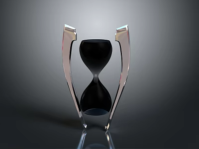 Modern Hourglass With Transparent Stand Black Body And Reflective Base 3d model