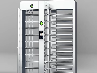 Commercial Security Full Height Turnstile With Stainless Steel Structure And Access Control Panel 3d model