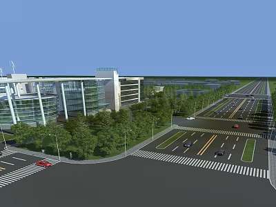 Urban Road Infrastructure With Multiple Lanes Pedestrian Crossings Street Lights And Green Belts 3d model