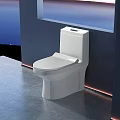 Modern White Toilet in Bathroom Interior With Sleek Surface Dark Wall Tile Floor And Lighting