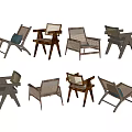 Stylish Leisure Chairs With Wooden Frames And Woven Seats In Modern Designs