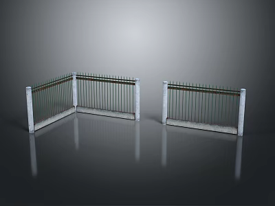 Fencing Structures With Concrete Posts And Metal Railings For Outdoor Security And Decoration 3d model
