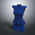 Women's Stylish Blue Sleeveless High Neck Dress With Peplum Hem Design