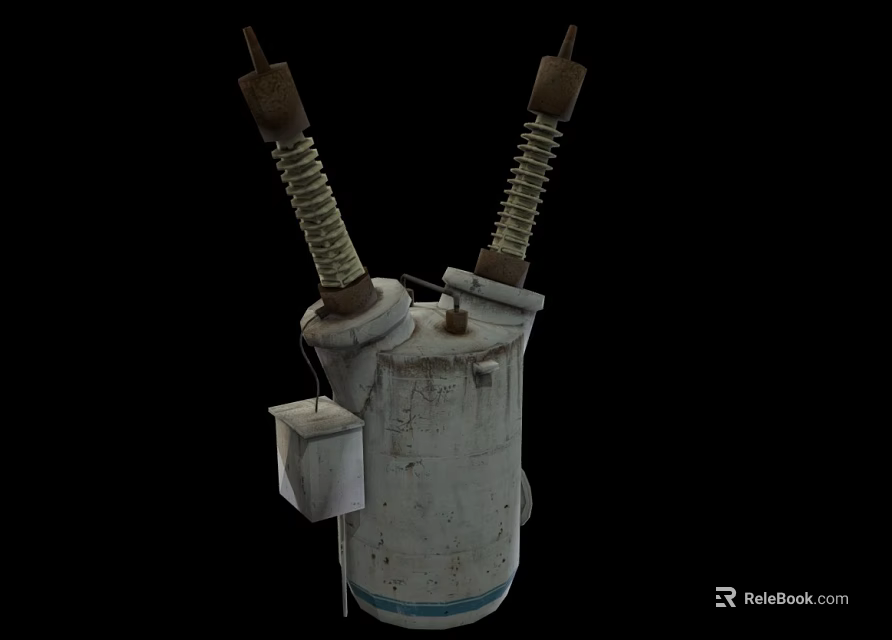 Public Utility Industrial Power Transformer With Metal Casing And Two Insulating Bushings 3d model 