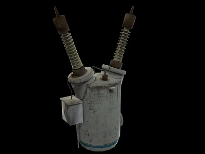 Public Utility Industrial Power Transformer With Metal Casing And Two Insulating Bushings 3d model