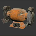 Orange Bench Grinder With Two Grinding Wheels And Base Control Panel 3d model