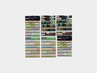 Vibrant Shelf Display Featuring Various Products With Colorful Packaging And Organized Rows 3d model