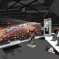 Adidas Store Interior With Sneakers Display On Walls And Shelves