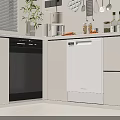 Modern Kitchen Design With Dishwasher And Kitchen Appliances Featuring Countertop And Cabinets