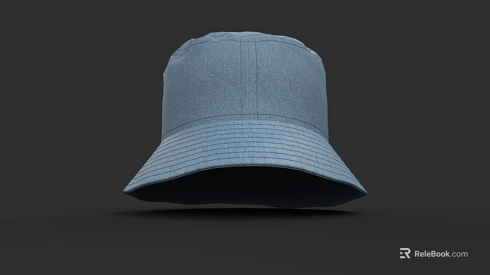 Light Blue Cotton Bucket Hat With Wide Brim And Simple Design 3d model 