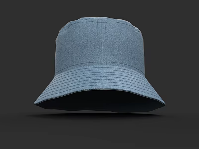 Light Blue Cotton Bucket Hat With Wide Brim And Simple Design 3d model