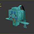 Light Blue 3D Cartoon Creature Character With Square Body And Long Arms