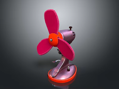 Electric Fan Fan Retro Household Appliances Small Appliances Fan Blades Propeller Brown Orange Red Antique Fan Retro Fan Industrial Fan 3d model