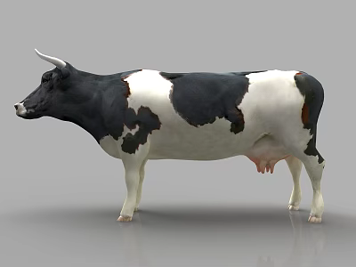Black And White Holstein Cow Standing In Gray Background 3D Rendering 3d model