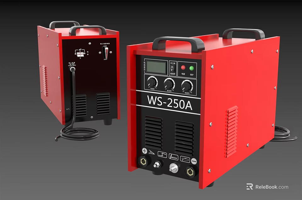 Red Industrial Welding Machine Model WS 250A With Digital Display And Control Knobs 3d model