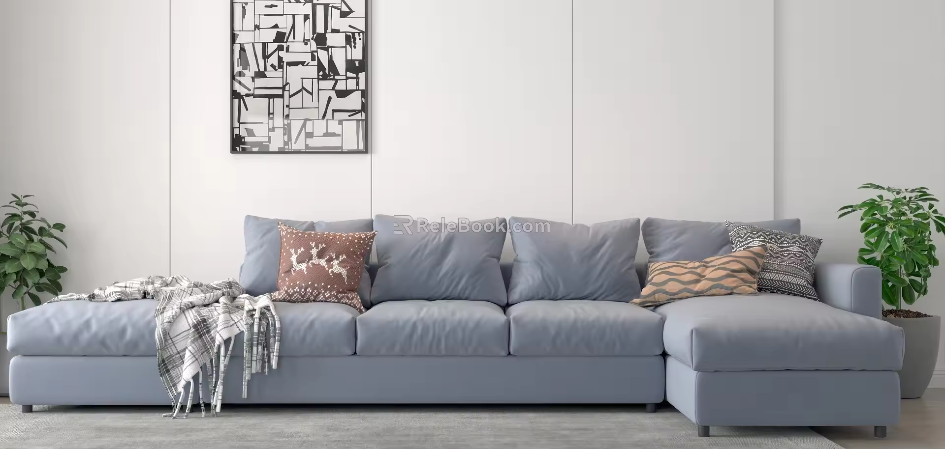 Modern corner sofa type corner multiplayer sofa 3d model