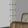 Elegant Modern Interior With Geometric Floor Lamp And Beige Sofa Couch 3d model