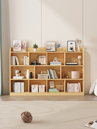 Study Bookcase Book Carpet Ornaments Storage Box Curtain Doll Wall Panel Green Plant Vase Luca Cat Camera Magazine Pillow 3d model