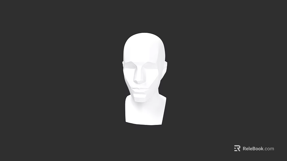 Simplified White Head 3D Model For Game Movie Character Design 3d model 