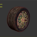 Car Wheel With All Terrain Tread Pattern And Black Alloy Rim Red Accents