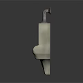 White Ceramic Wall Mounted Urinal With Chrome Flush Pipe And Clean Design