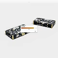 Black Decorative Boxes With White Floral Patterns And Gold Lock Accents 3d model