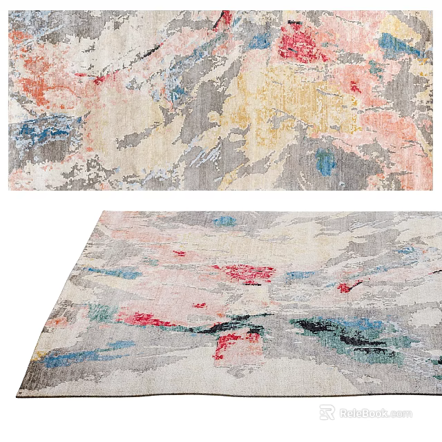 Square Area Rug With Colorful Abstract Art Patterns For Home Decor 3d model 