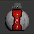White And Red Acid Bottle Featuring Silver Cap And Label Design