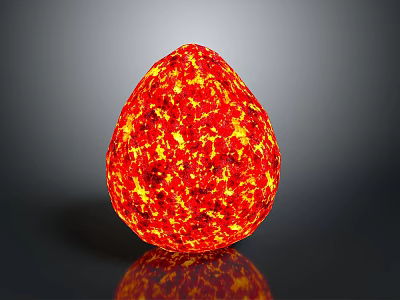 Red Egg Shaped Object With Yellow Spots Glowing On Gray Gradient Background 3d model