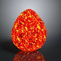 Red Egg Shaped Object With Yellow Spots Glowing On Gray Gradient Background