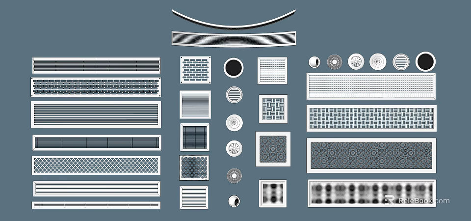 Various Air Conditioner Vent Designs With Different Shapes And Grille Patterns 3d model