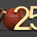 2025 Basketball Sports Concept With Golden Numbers And 3D Elements