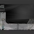 Corner Building Model With Red Brick Walls Green Roller Shutter And Green Door