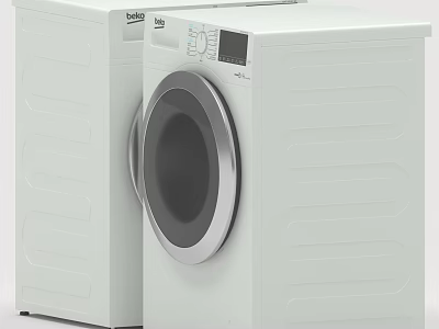 Modern Front Load Washing Machine With Digital Control Panel And White Exterior 3d model