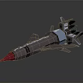 Space Exploration Rocket 3D Model With Flames During Launch Mission